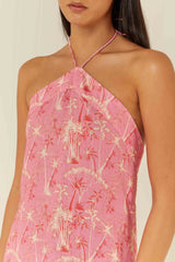 Palm Noosa Isabella Midi Dress Pink Palms Linen