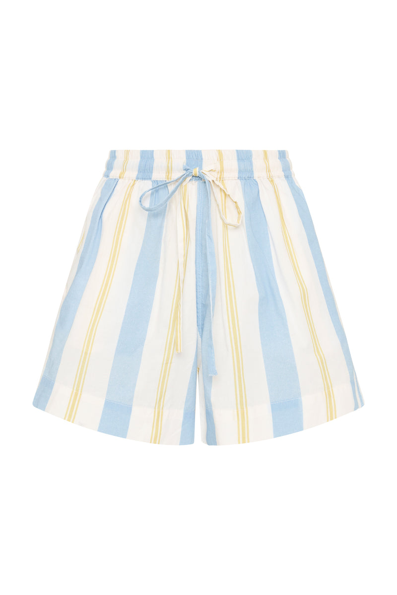 Palm Noosa Bounty Shorts Blue & Yellow Stripe Cotton Poplin