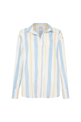 Palm Noosa Bounty Shirt Blue & Yellow Stripe Cotton Poplin