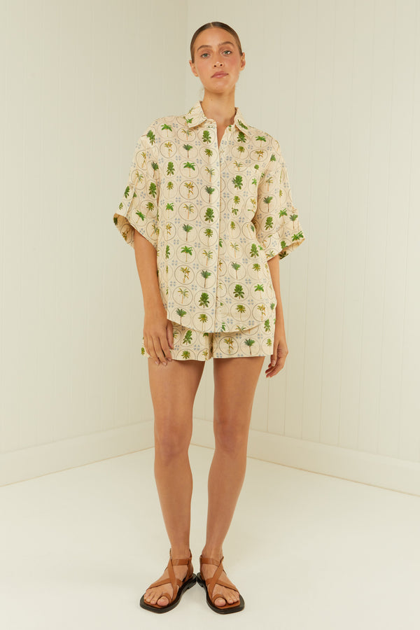 Palm Noosa Mirage Shirt Tropical Palms Linen