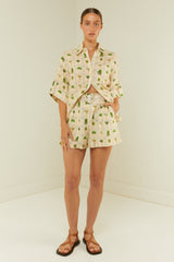 Palm Noosa Rummy Shorts  Tropical Palms Linen