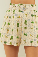 Palm Noosa Rummy Shorts  Tropical Palms Linen