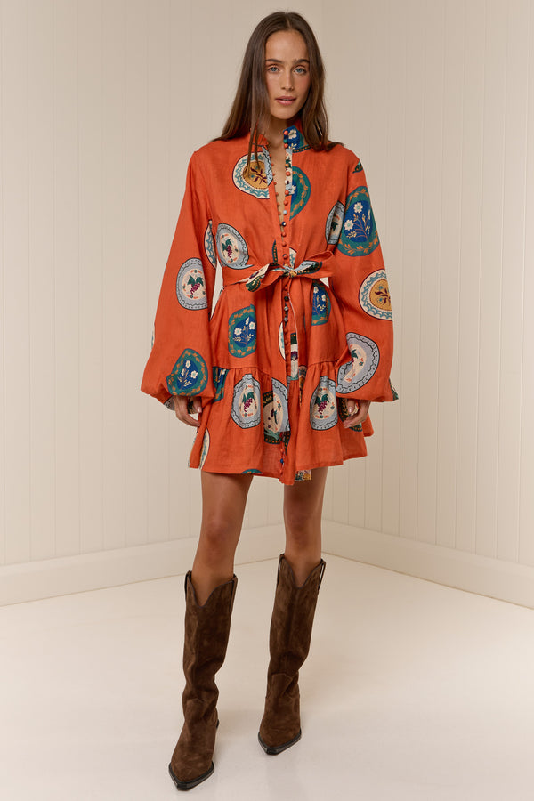 Austin Mini Dress Orange Plates