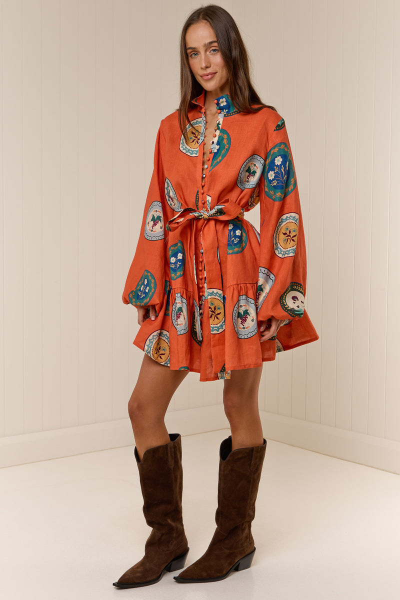 Austin Mini Dress Orange Plates