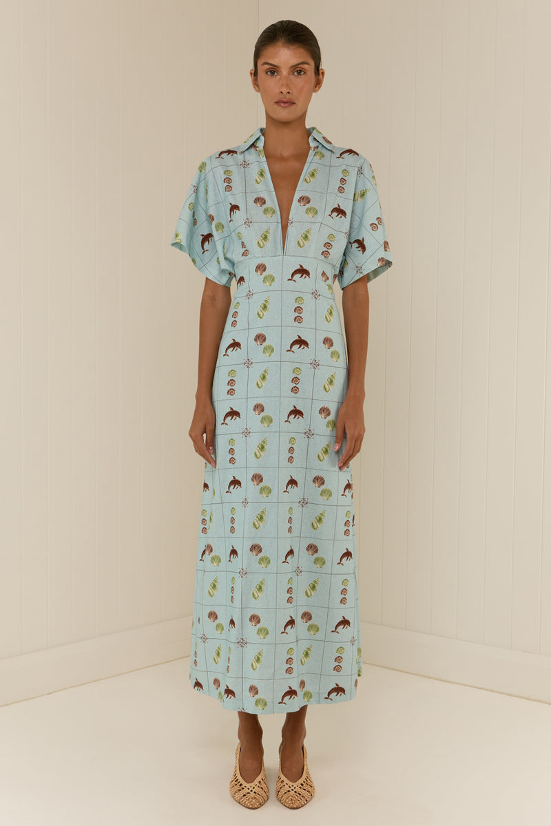 Jasmine Dress Seashell Tile – Palm. Noosa