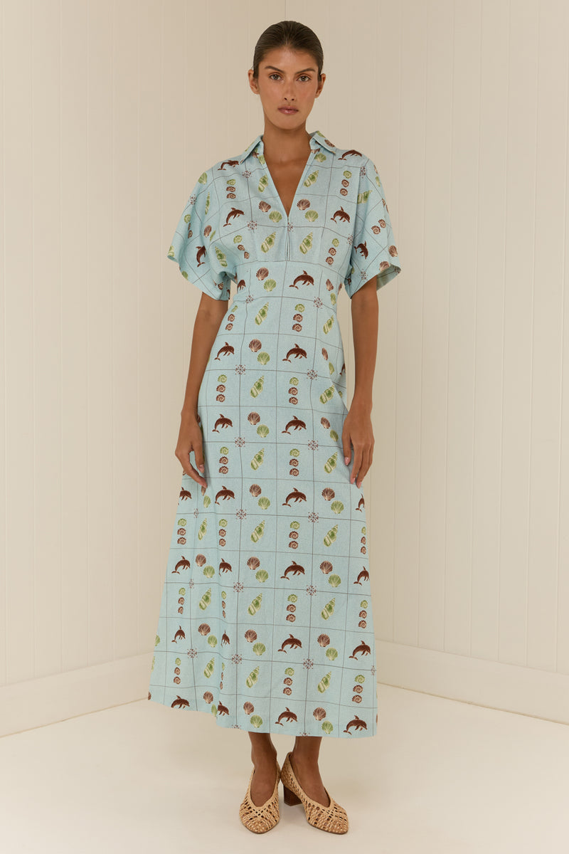 Jasmine Dress Seashell Tile – Palm. Noosa