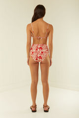 Palm Noosa Classic Triangle Bikini Top Red Palm Scene Nylon
