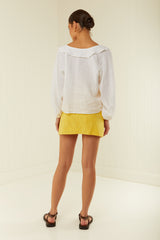 Palm Noosa East Mini Skirt Yellow Cotton Tile Anglaise