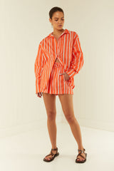 Palm Noosa Bounty Shorts Orange Stripe Cotton Poplin