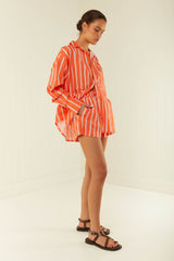 Palm Noosa Bounty Shorts Orange Stripe Cotton Poplin