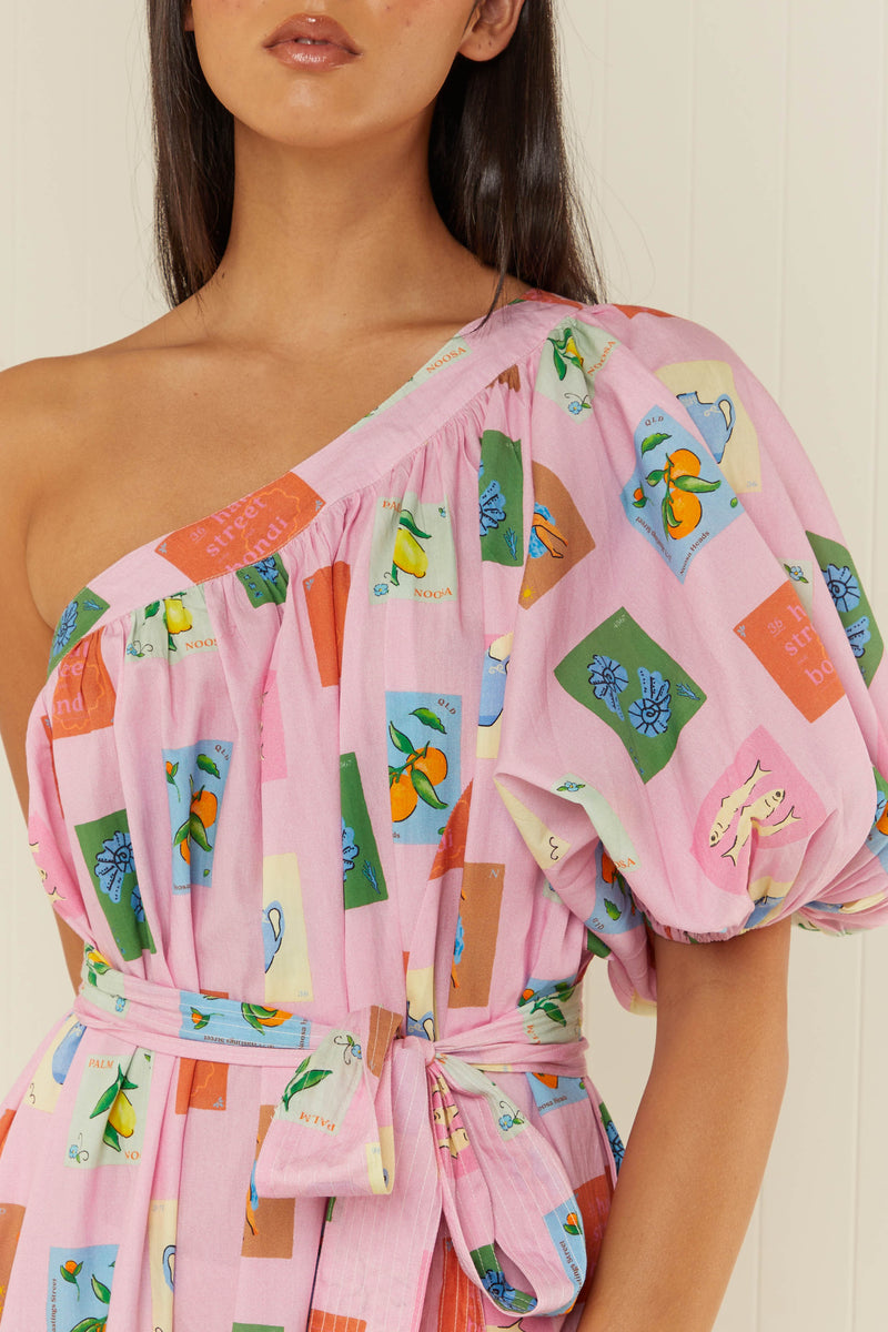 Palm Noosa Lotus Maxi Dress Pink Emblem Cotton Poplin