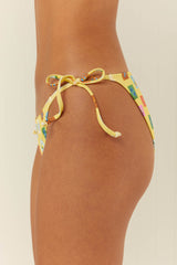Palm Noosa Tie Up Bikini Bottoms Yellow Emblem Nylon