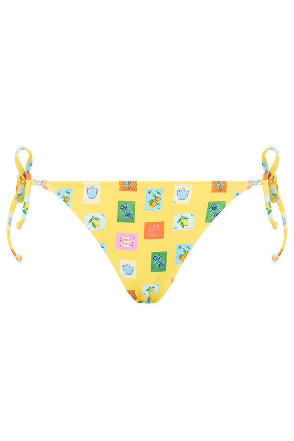 Palm Noosa Tie Up Bikini Bottoms Yellow Emblem Nylon