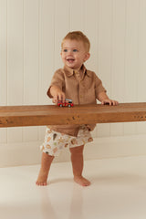 Palm Noosa Boys Holiday Shirt Linen Brown