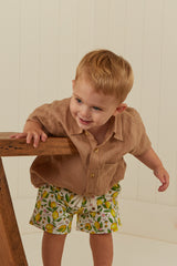 Palm Noosa Boys Holiday Shirt Linen Brown