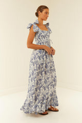 Palm Noosa Tuscany Dress Linen Jungle Blue