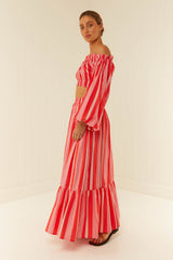 Palm Noosa Valencia Crop Cotton Poplin Pink & Red Stripe