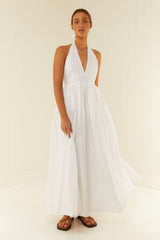 Palm Noosa Checkmate Dress Cotton Tile Anglaise White