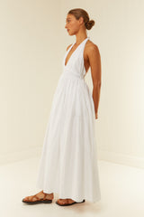 Palm Noosa Checkmate Dress Cotton Tile Anglaise White