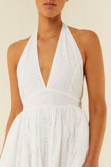 Palm Noosa Checkmate Dress Cotton Tile Anglaise White