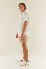 Palm Noosa Holiday Leisure Shirt Linen Blue Clams