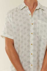 Palm Noosa Holiday Leisure Shirt Linen Blue Clams