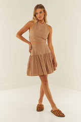 Palm Noosa Snap Halter Top Cotton Tile Anglaise Brown