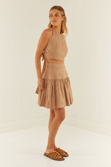 Palm Noosa Snap Halter Top Cotton Tile Anglaise Brown
