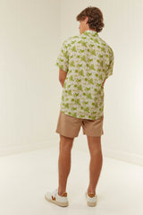 Palm Noosa Holiday Leisure Shirt Linen Green Palms