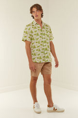 Palm Noosa Holiday Leisure Shirt Linen Green Palms