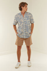Palm Noosa Holiday Leisure Shirt Linen Eves Leaves Blue