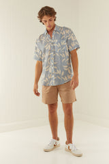 Palm Noosa Holiday Leisure Shirt Linen Eves Leaves Blue