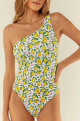 Palm Noosa One Shoulder One Piece Nylon Lemons