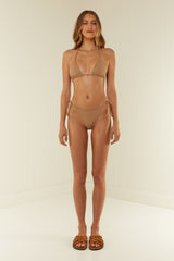 Palm Noosa Triangle Bikini Top Nylon Brown