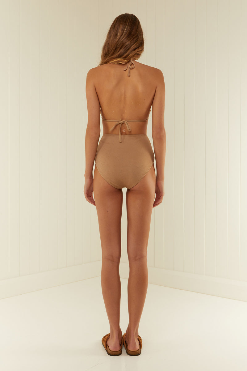 Palm Noosa Triangle Bikini Top Nylon Brown